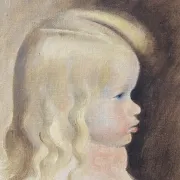 Oil on Canvas Painting of a Child - Young Girl Signed Longrand 1963