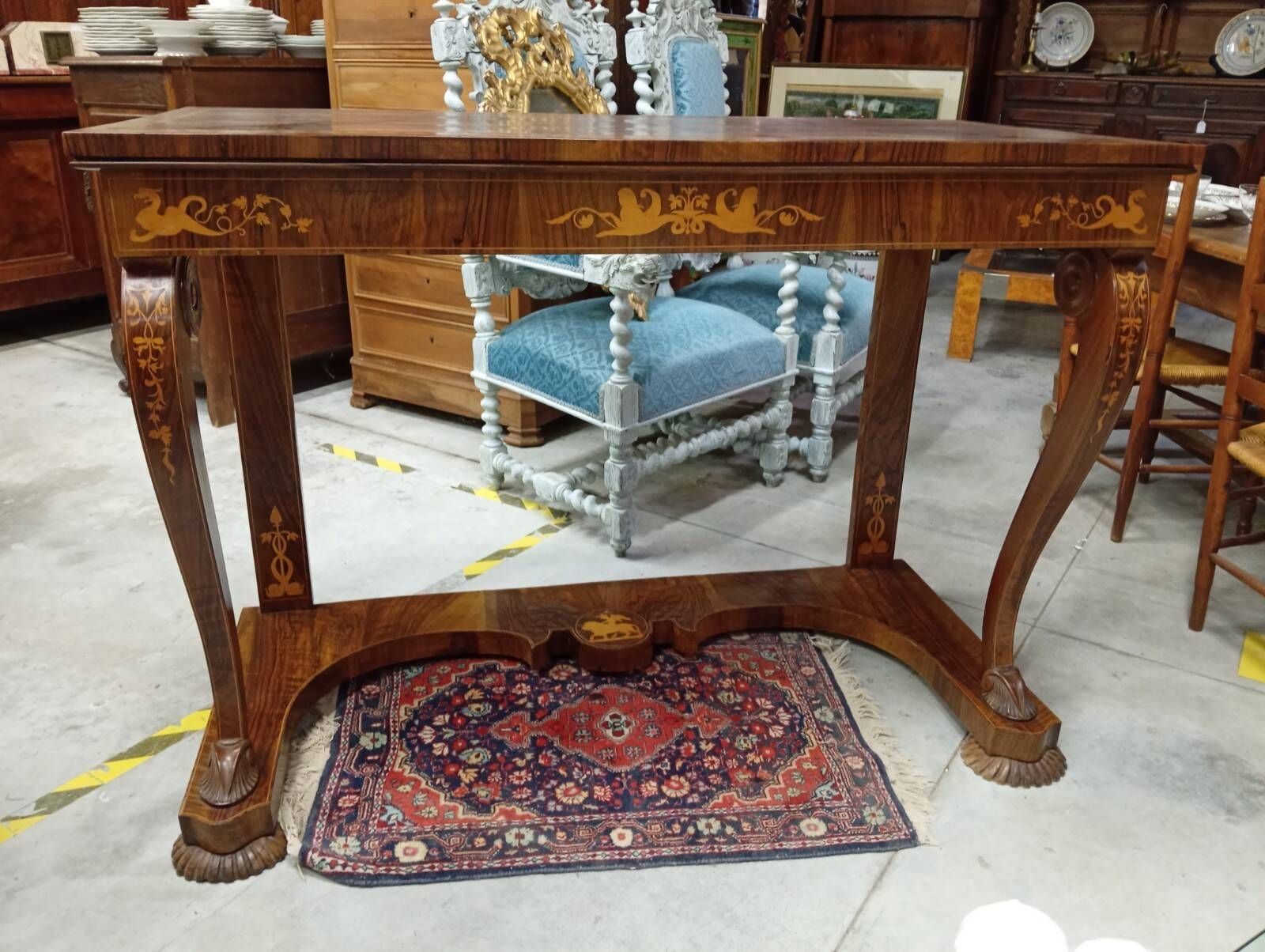 Charles X period console in walnut and marquetry – circa 1825-1830