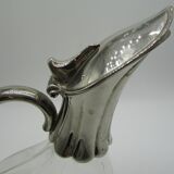 Carafe à décanter verre et métal argenté forme canard
