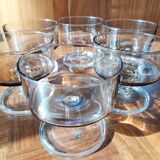 6 coupes/ verres marron vintage pieds transparents