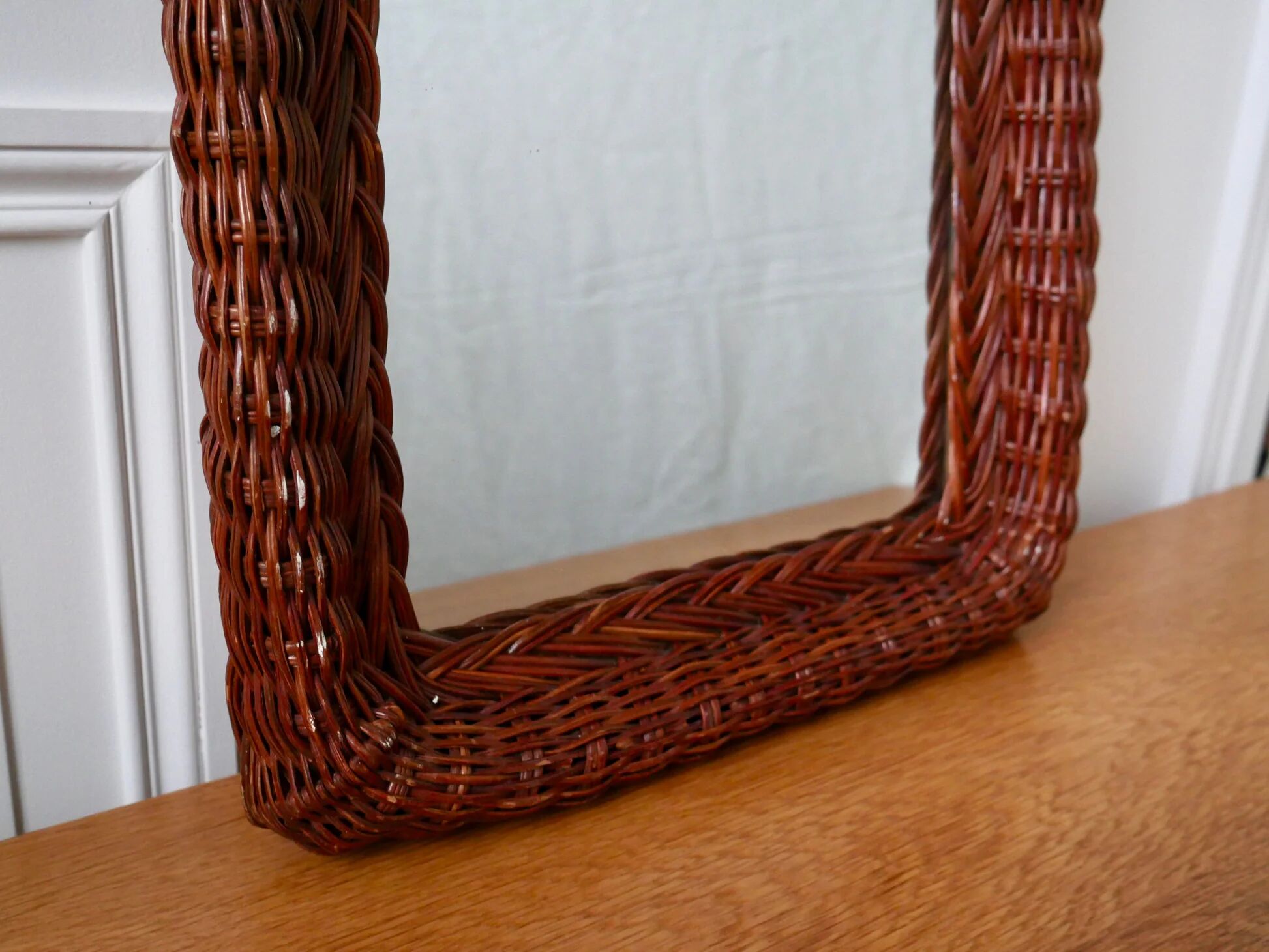Vintage 1960s rattan mirror