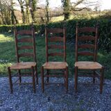 Vintage mulched chairs with high oak backrests with turned legs