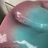 Plat céramique bleu et rose