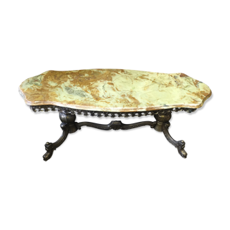 Metal and marble/onyx 1960s coffee table