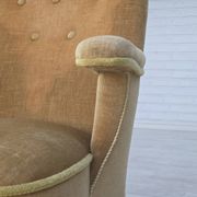 1950s, Danish armchair, furniture velour, ash wood legs.