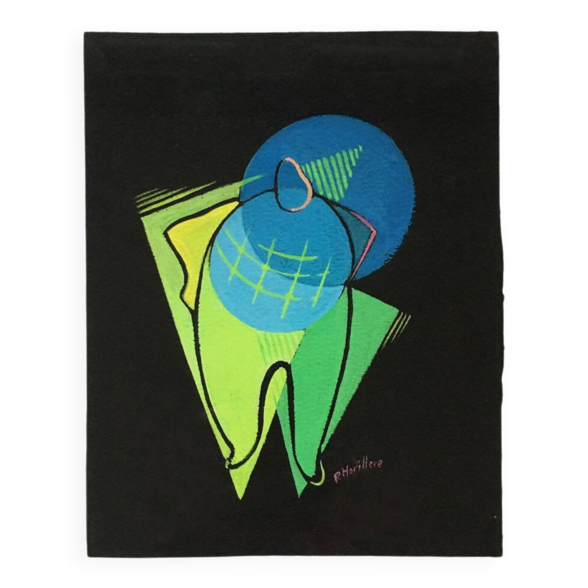 Cubist composition on black paper. France, 1950s.