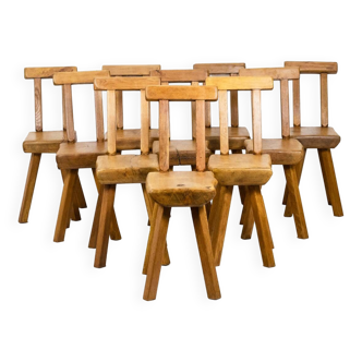 Mobichalet. Ensemble de 10 chaises. Années 1960.