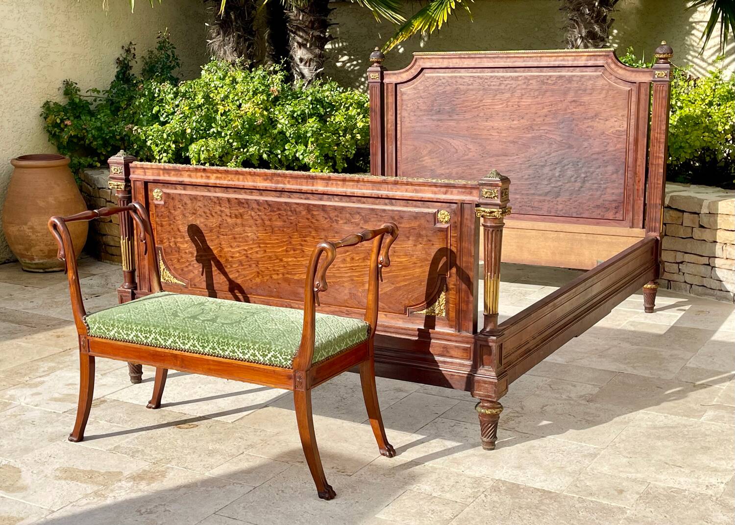 Empire Style Mahogany Swan Neck Bench