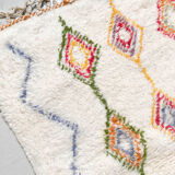 Moroccan Berber carpet azilal ecru with colored diamonds 161x118cm
