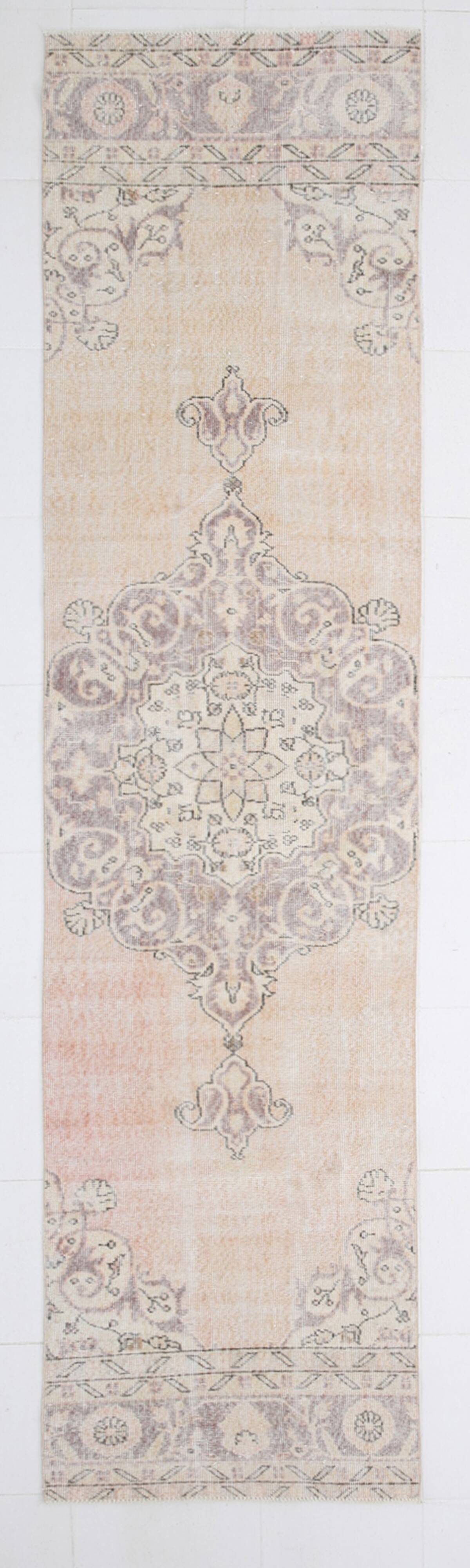 3x12 Cream Beige Persian Runner Rug 86x358Cm SK 17433