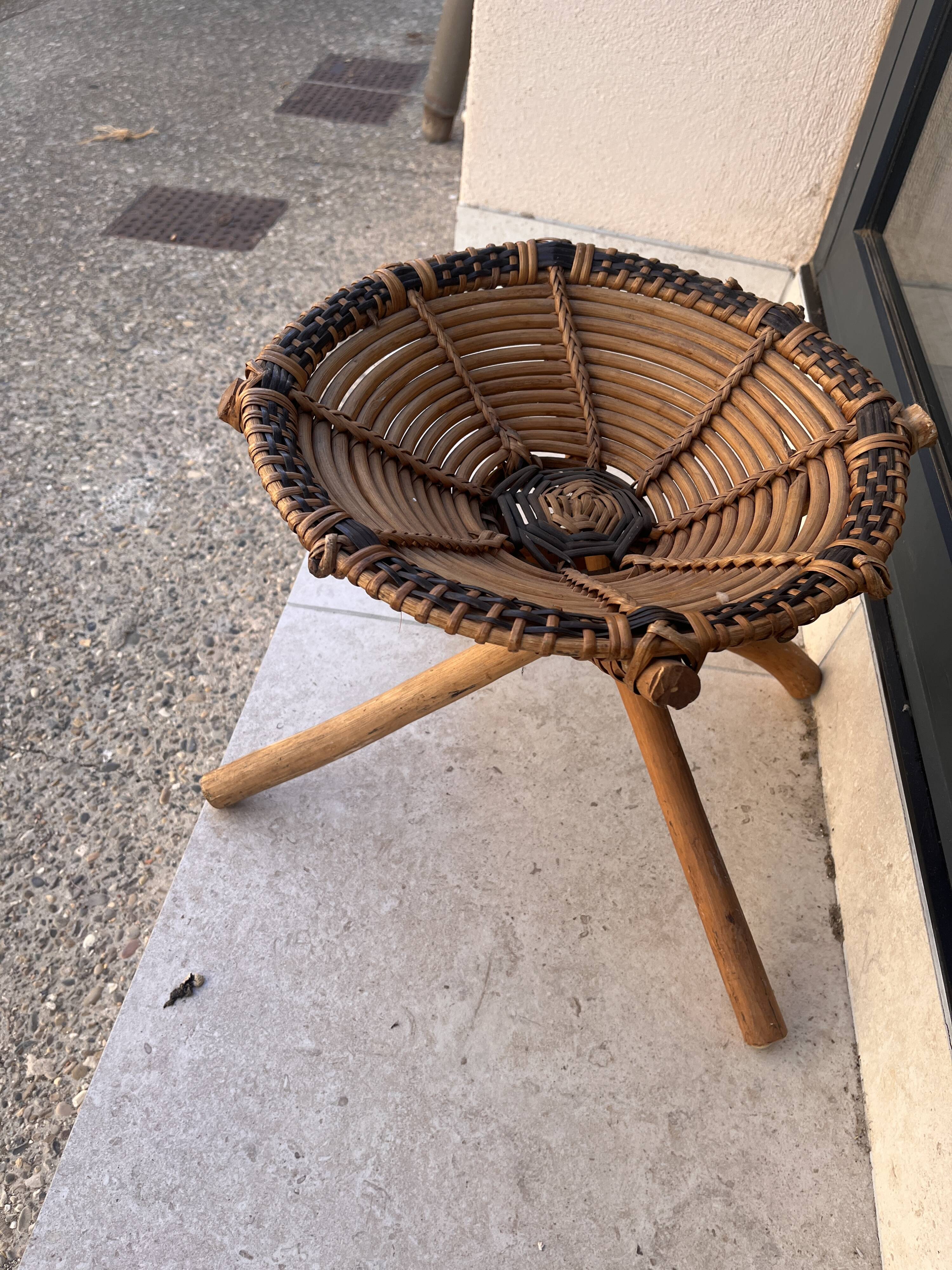 African rattan low stool