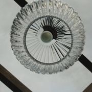 Suspension ball in thick striated glass design lighting year 1980 space age