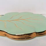 Celadon green leaf trivety and gilding