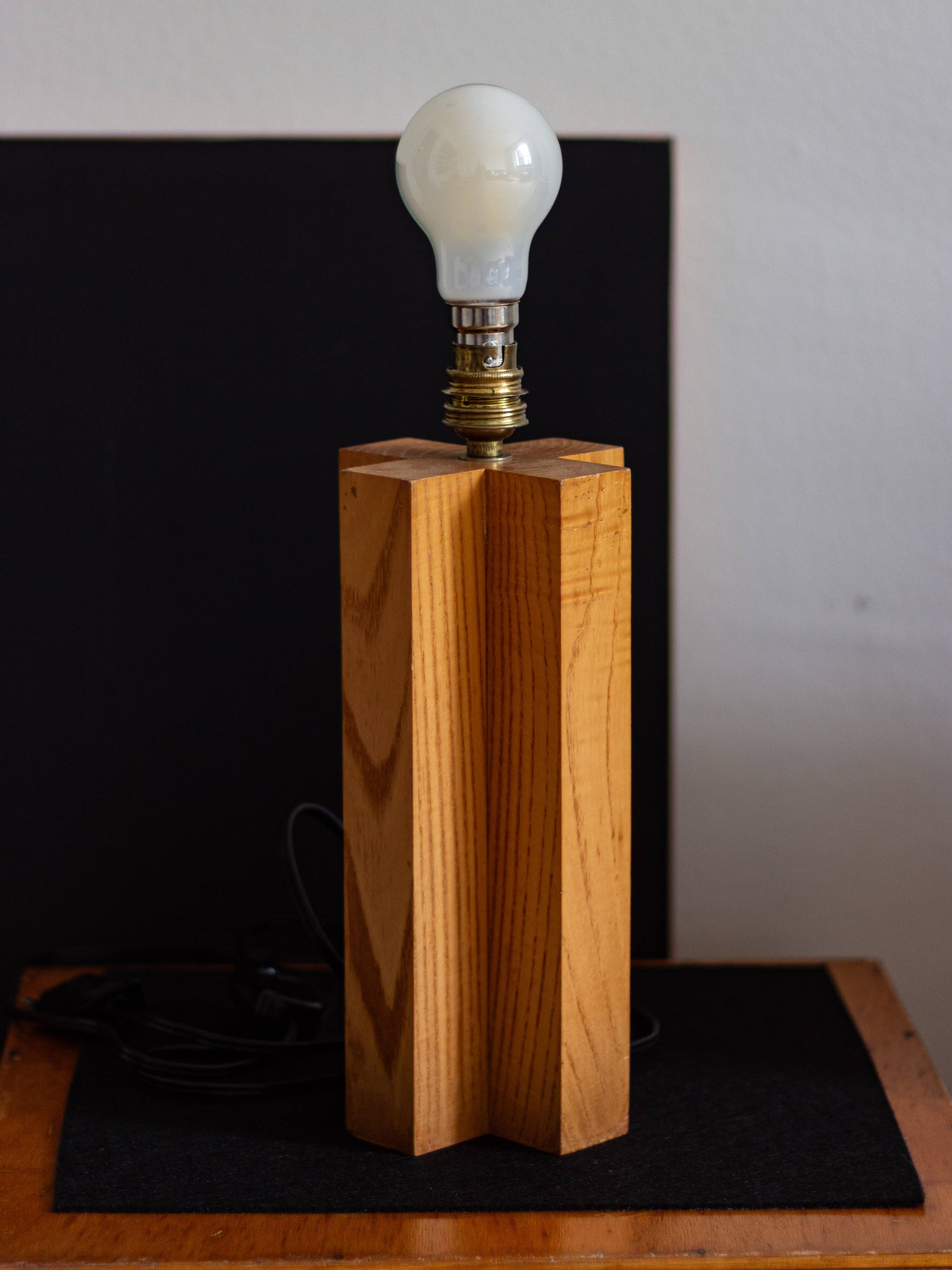 Wooden lamp base in a cross shape, 1970s-80s