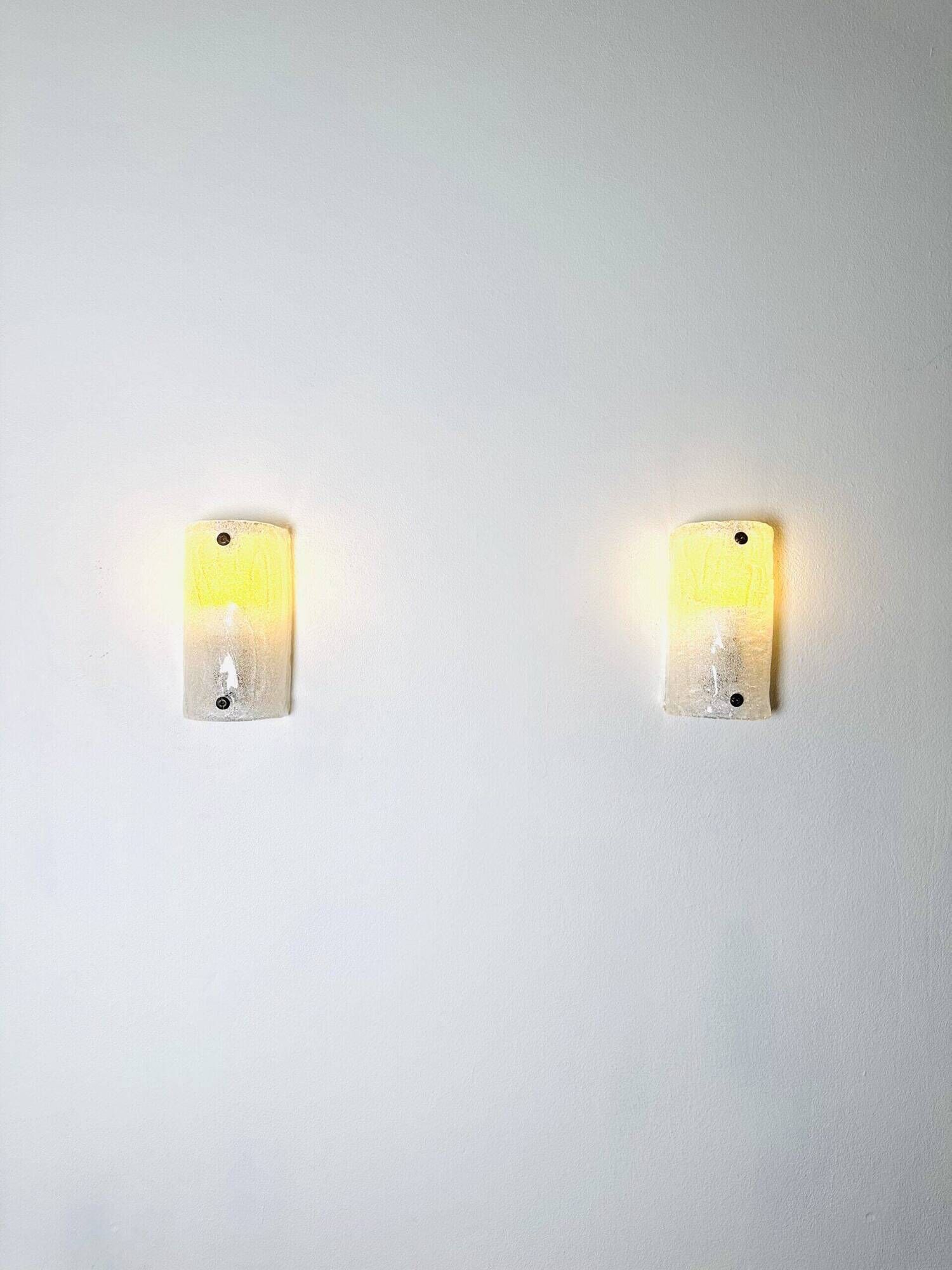 Murano Ice Frosted Glass Wall Lamps By Kalmar Franken, Austria Circa 1960S