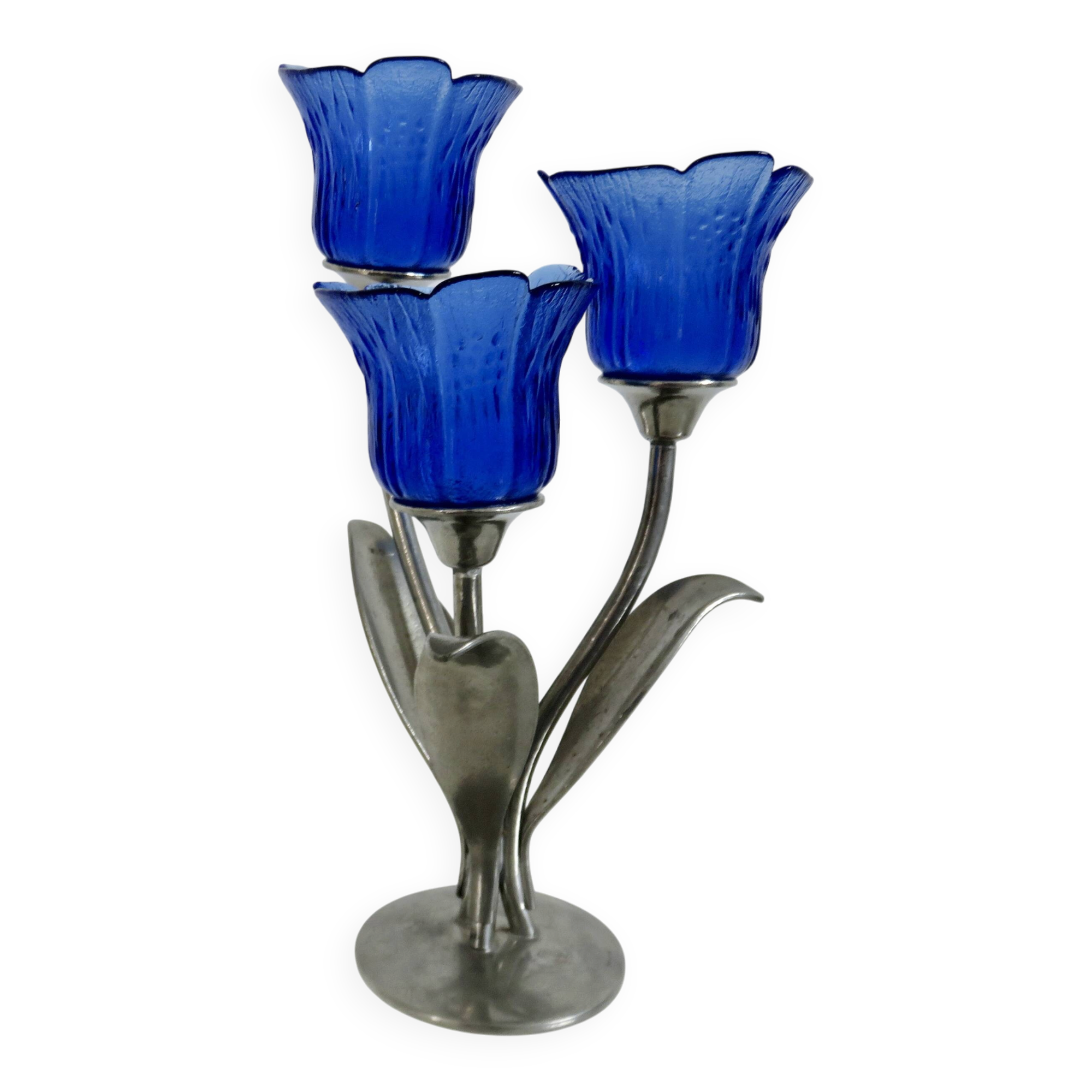 Bougeoir " Jean Goardere " en étain et verre 1970
