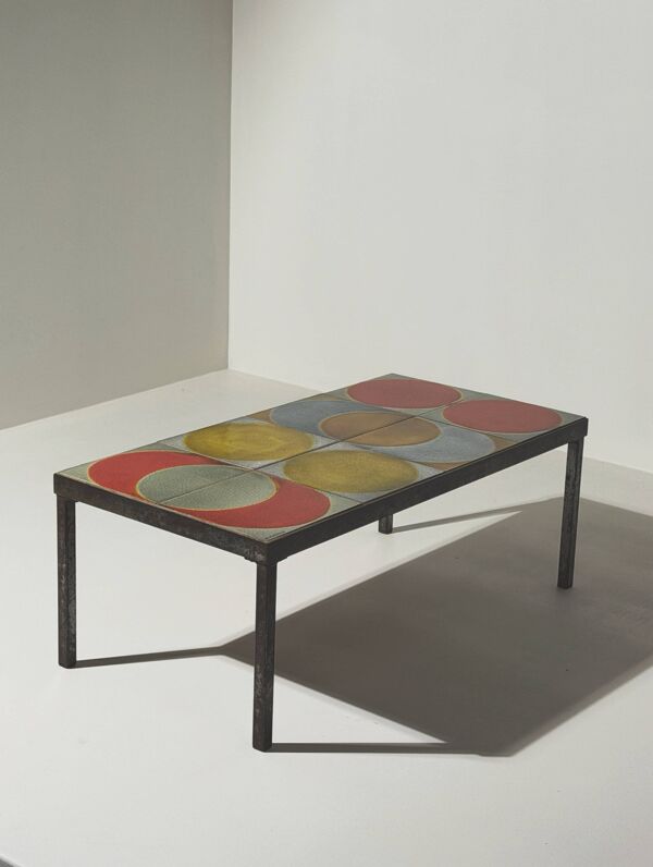 Rare table basse en céramique par Roger Capron, Vallauris, 1960