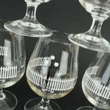 Set of 6 mid century cocktail glasses with beautiful decor 1950s 1960s glasses