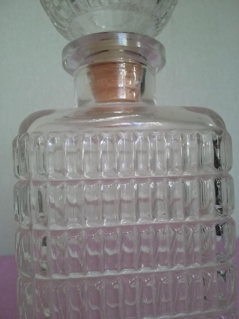 Vintage glass whiskey carafe.