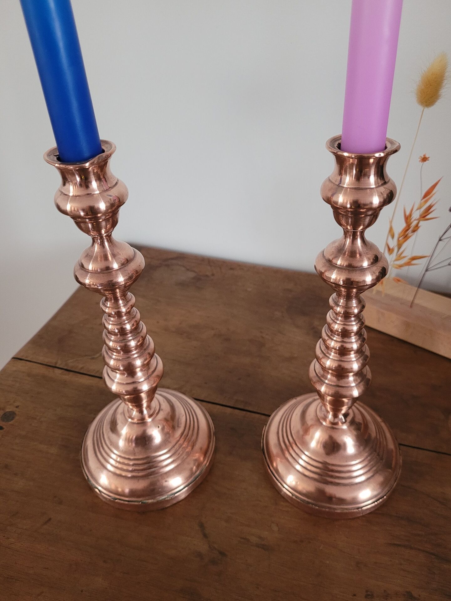 Lot de 2 bougeoirs en cuivre