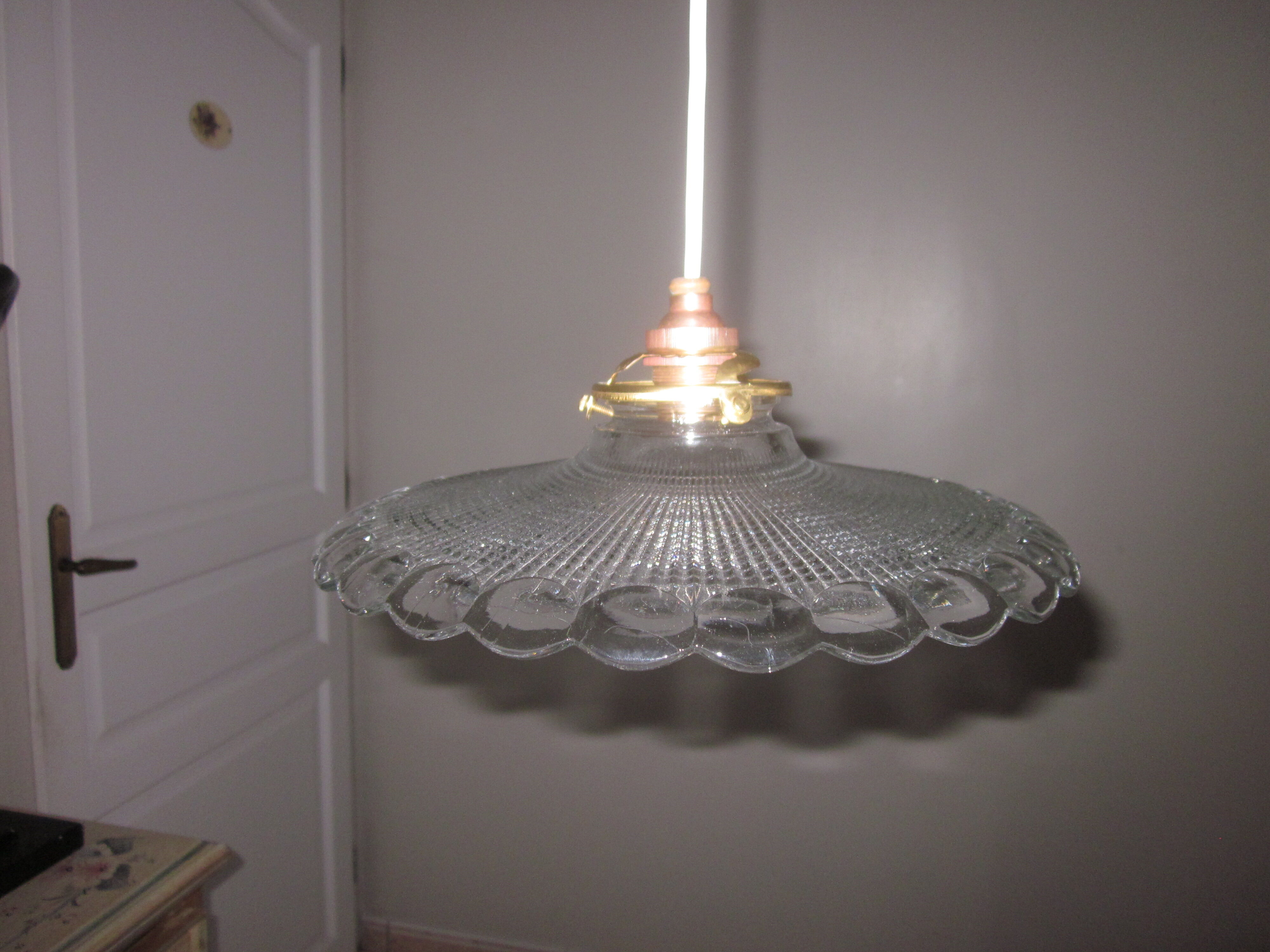 Glass hanging lamp of the 50s