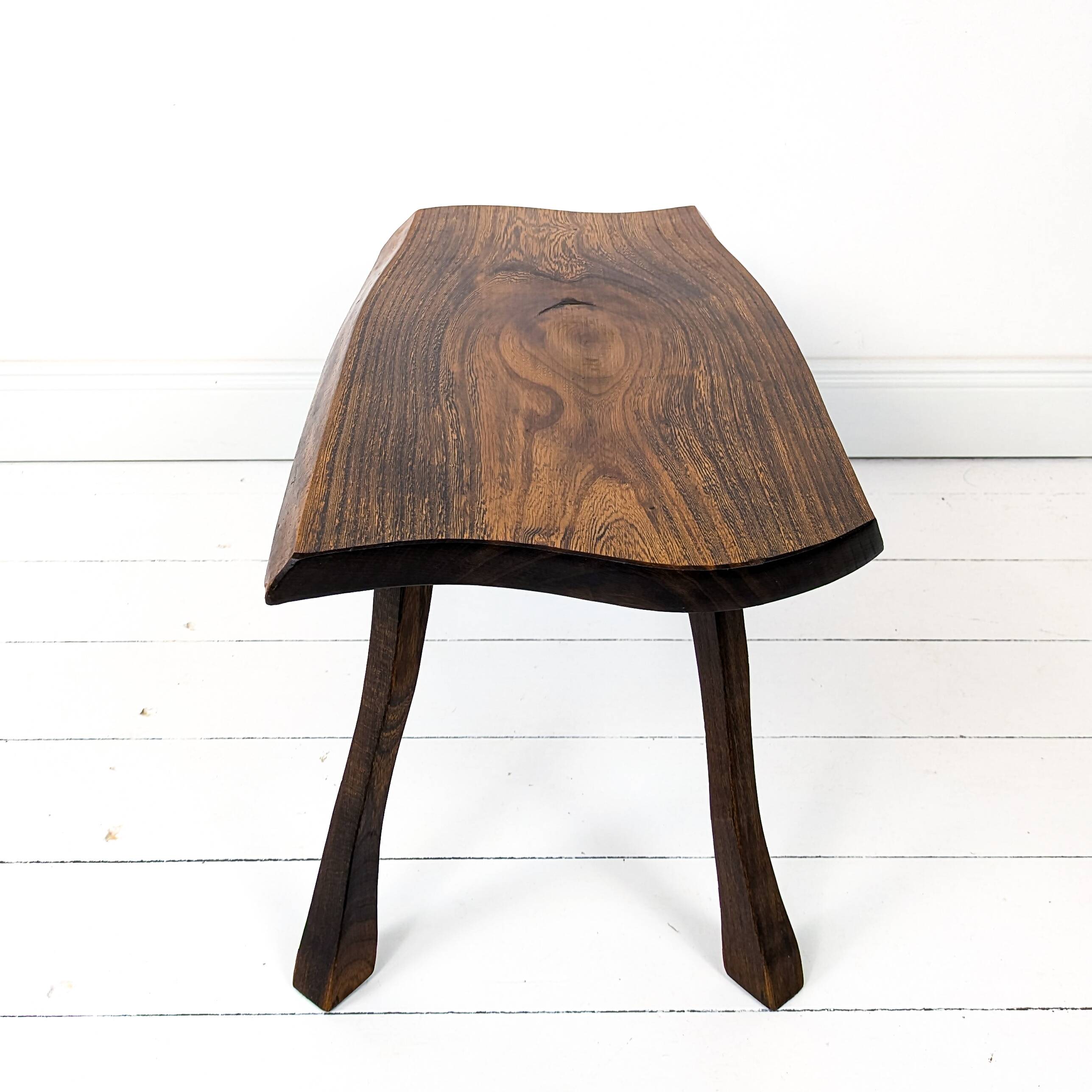 Mid Century Table d'appoint Pouf à fleurs Banc à fleurs Tabouret de chevet Bois massif Brutaliste Vi