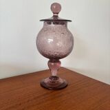 Purple bubble glass candy box – Biot style – hand-blown glass