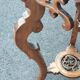 Pedestal table in old natural wood late nineteenth century