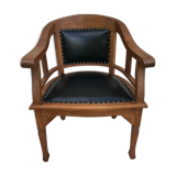 Art deco black leather office armchair