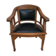 Art deco black leather office armchair