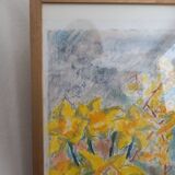 Still life in pastel, bouquet of flowers, spring, daffodils