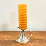 Vintage orange lamp with chrome tulip base and glass shade