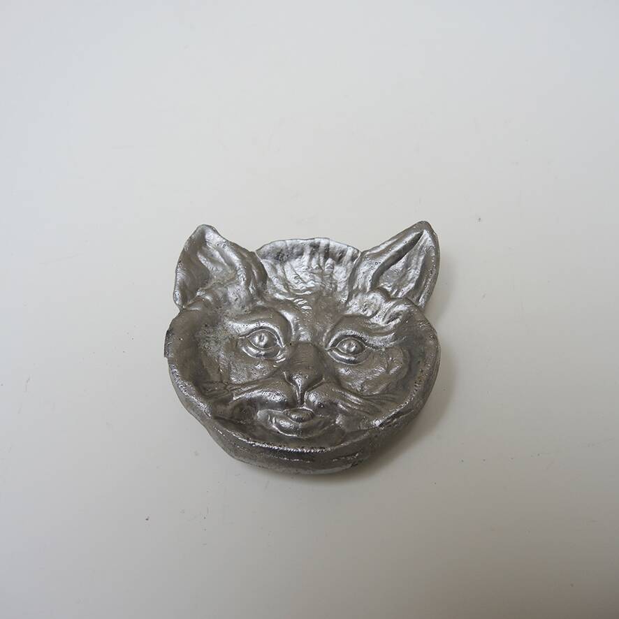 Antique Metal Cat Bowl