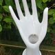 Hand baguier/jewelry holder in vintage white ceramic signed JMR