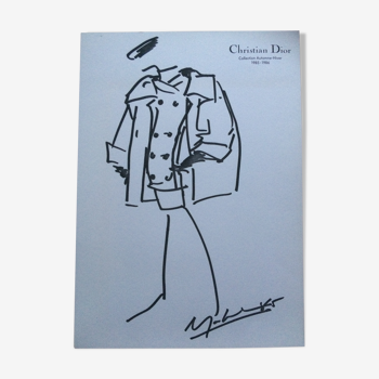 Christian dior: nice illustration of press of the 1980s vintage fashion