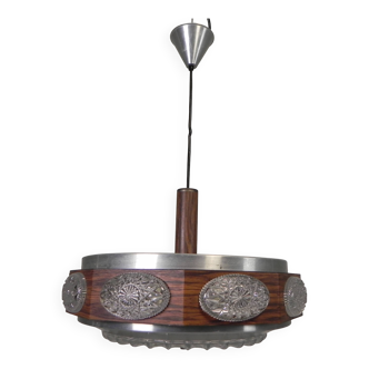 Vintage Lakro pendant light with 9 oval glass panels and 1 round glass panel, 1970s