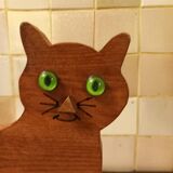 Chat en bois à roulettes, jouet à tirer