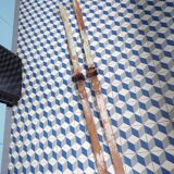 Pair of vintage wooden skis
