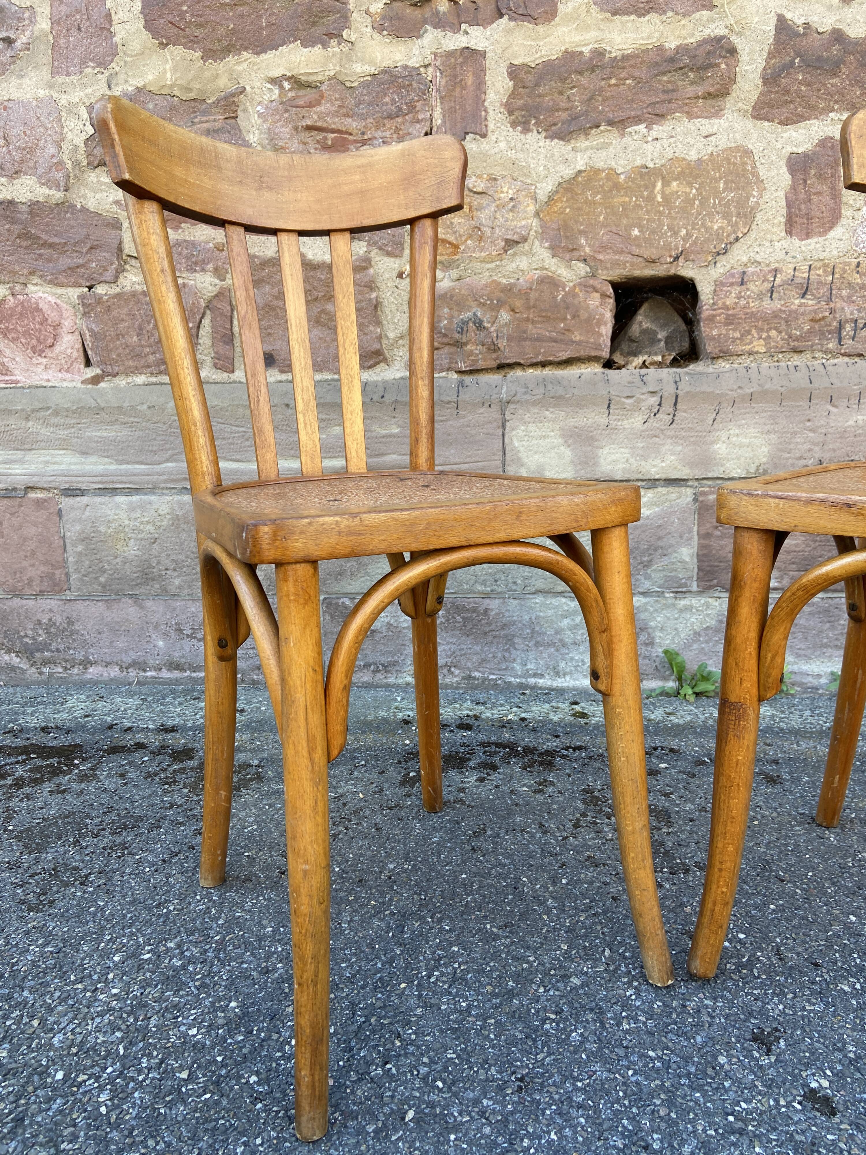 Pair of 1950s bistro cafe chairs