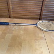 Vintage dunlop badminton racket wood + sports cover #e240