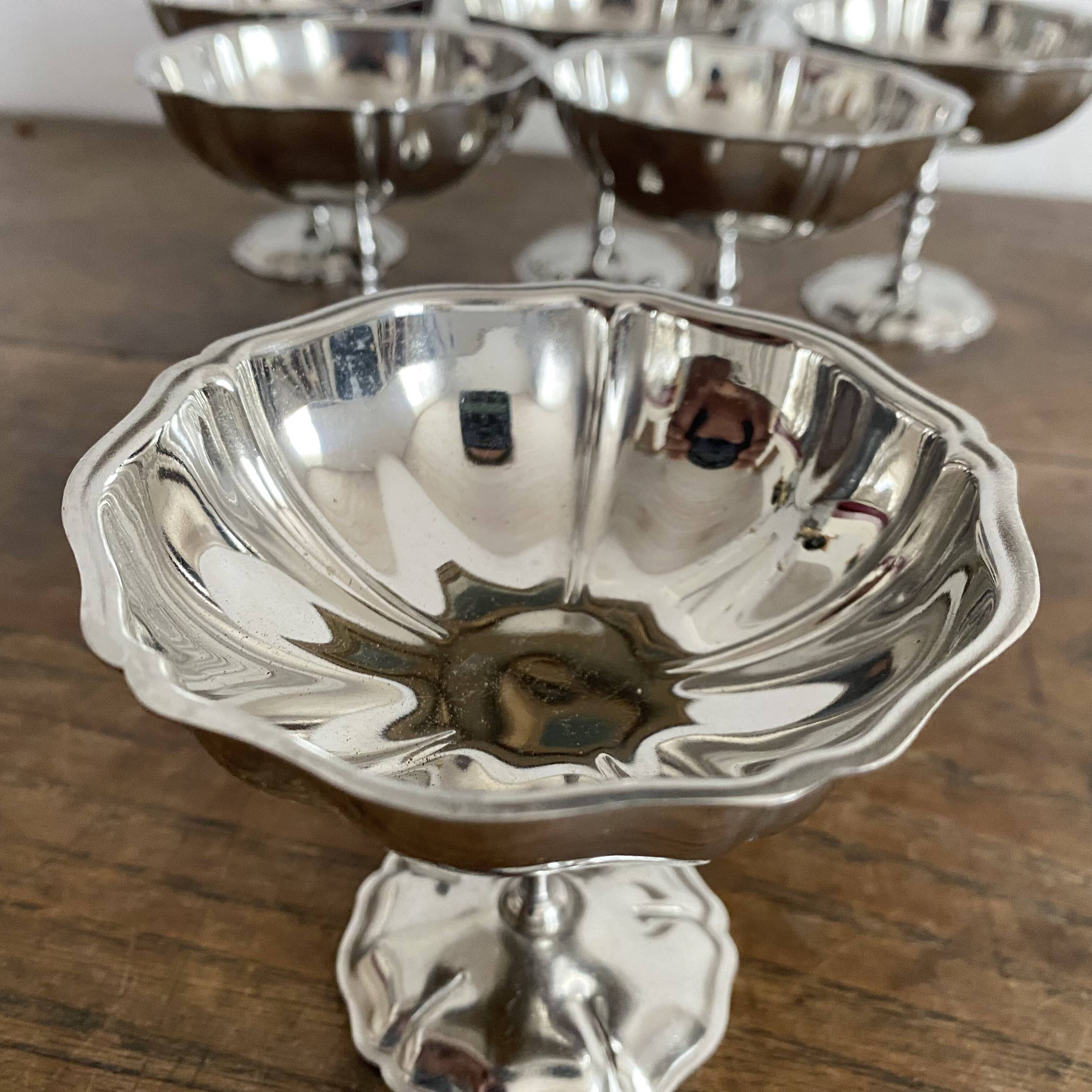 Vintage stainless steel footed cups