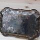 Antique silver-plated metal tray with gilt edges – Grape cluster motif