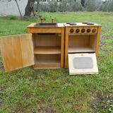 Vintage wooden children's school kitchen set
