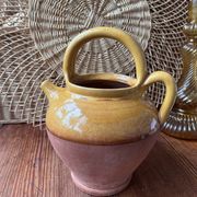 Provençal terracotta pitcher/jug with yellow glaze