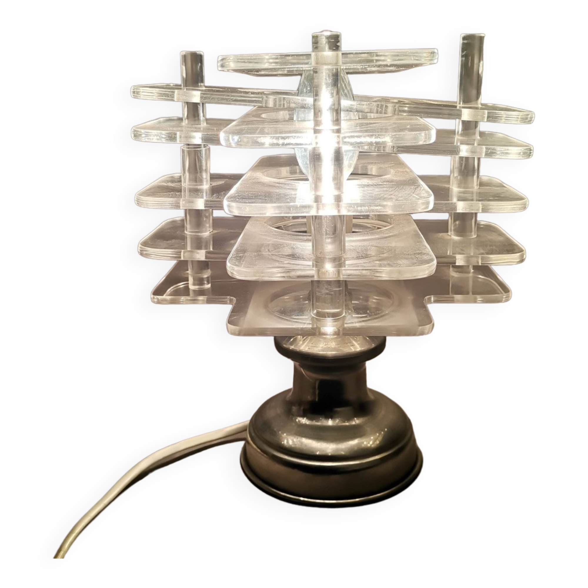 Dutch Century Modern Clear Acrylic Table Lamp, 1960s