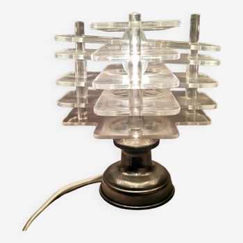 Dutch Century Modern Clear Acrylic Table Lamp, 1960s