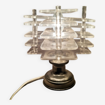 Lampe de table moderne en acrylique transparent du siècle hollandais, 1960s