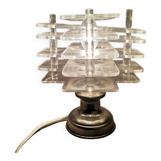 Dutch Century Modern Clear Acrylic Table Lamp, 1960s