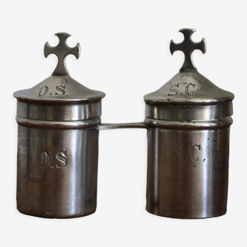 Pair of solid silver holy oil bulbs (hallmarked) 19° era