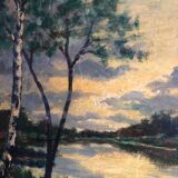 Oil on canvas countryside landscape